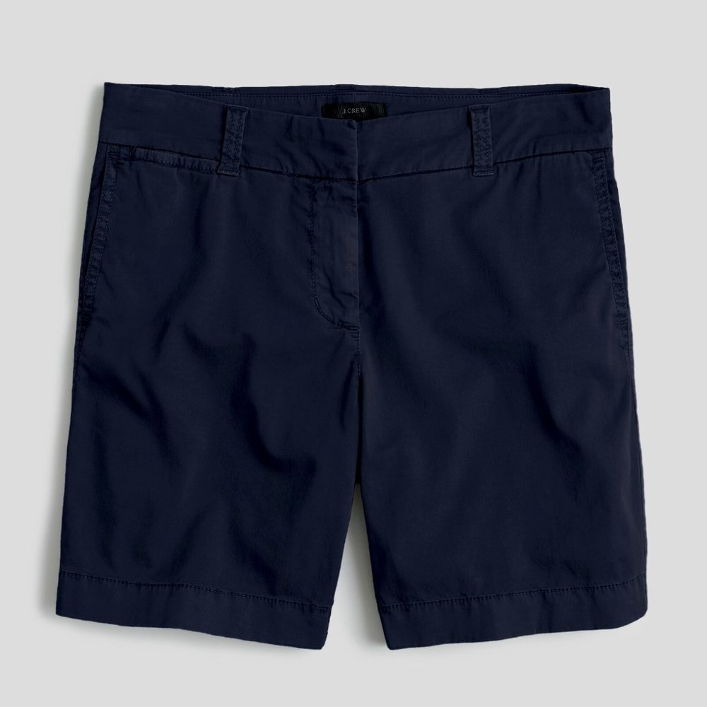 NWT Womens Size 0 J. Crew Navy Blue 7" Stretch Chino Shorts with Pockets